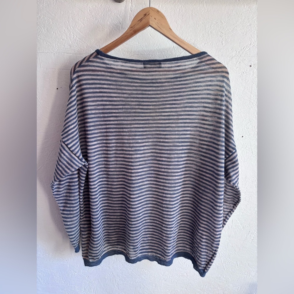 Roberto Collina Unisex Knit Linen Blend Lightweight Stripe Sweater Jumper Shirt - Picture 8 of 10